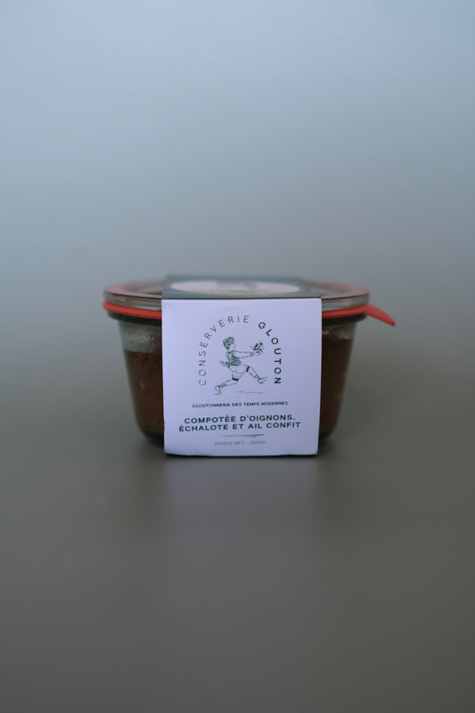 Compotée d'oignons, échalote et ail confit
