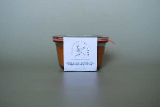 Patate douce, fromage de chèvre, miel et piment d'Espelette AOP